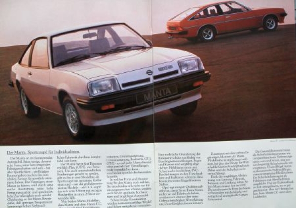 Opel Manta Modelprogram 1980 Dealermap with 4 Carbrochures (1007)